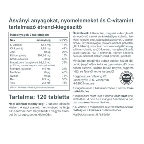 Vitaking Ultimate Mineral - ásványi anyag komplex (120)