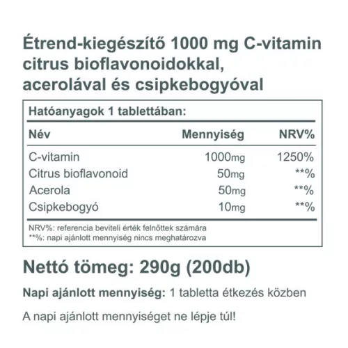 Vitaking 1000 mg C-vitamin+csipkebogyó+acerola+flavonoid (200)