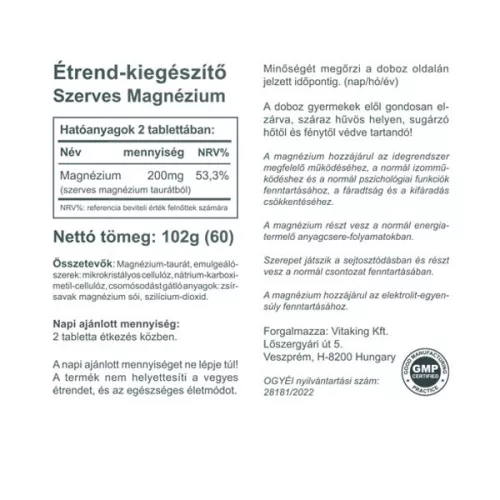  Vitaking Szerves Magnézium Taurát (60) 