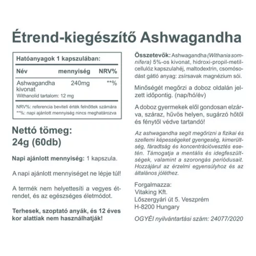 Vitaking Ashwagandha kivonat 240mg