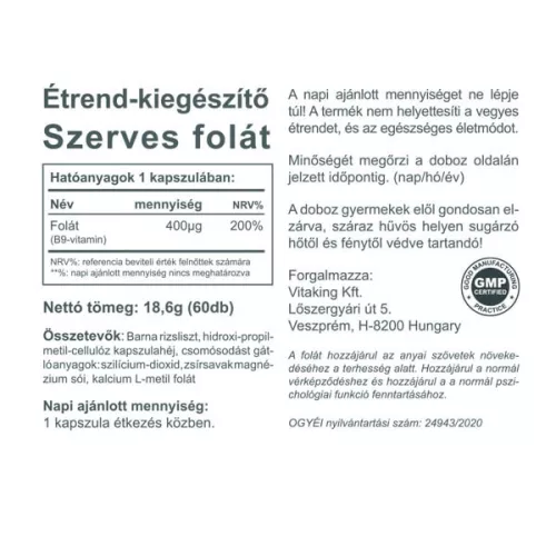 Vitaking Folát 400mcg (60 kapszula)