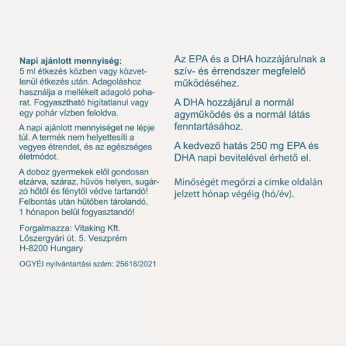 Vitaking Omega-3 olaj (triglicerid) magas DHA tartalommal 150ml
