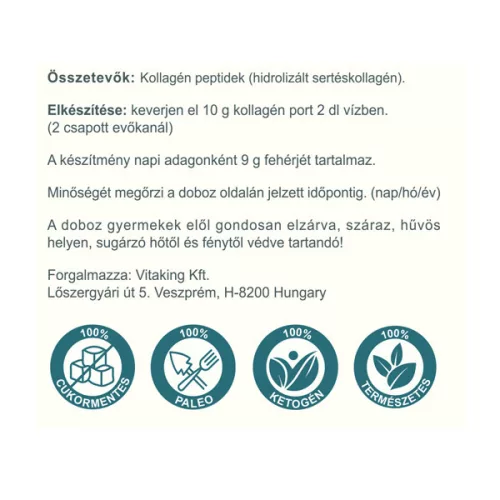 Vitaking 100% Sertéskollagén peptid (300g) Natúr