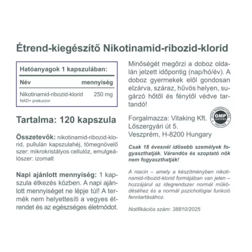 Vitaking NAD + 250mg (120 kapszula)