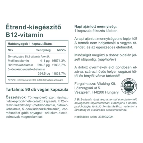 Vitaking Aktív B12-vitamin 1000mcg (90)