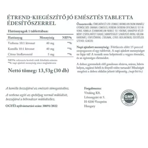Vitaking Jó emésztés gyógynövény komplex (30)
