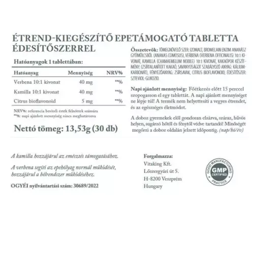 Vitaking Epetámogató gyógynövény komplex (30)