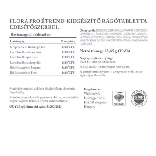  Vitaking FloraPro élőflórás rágótabletta 