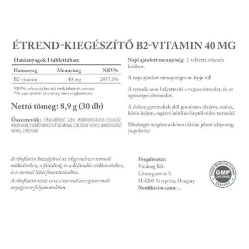 Vitaking B2 vitamin 40mg (30) 