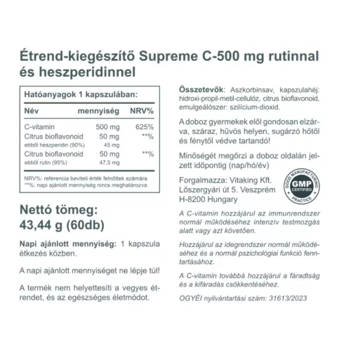 Vitaking Supreme C-500 rutinnal és heszperidinnel