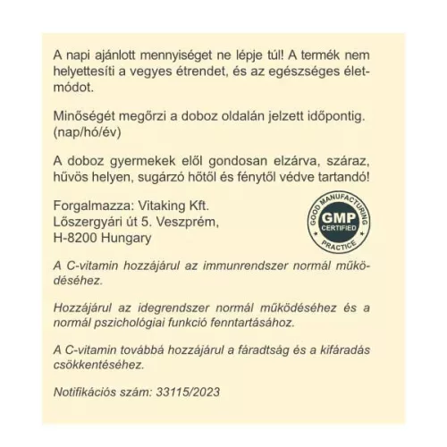 Vitaking Instant Supreme C-vitamin por (+heszperidin) citrom íz 150g