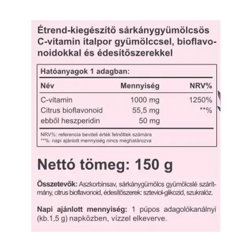 Vitaking Instant Supreme C vitamin por (+heszperidin) sárkánygyümölcs íz 150g