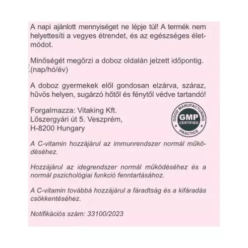 Vitaking Instant Supreme C vitamin por (+heszperidin) sárkánygyümölcs íz 150g
