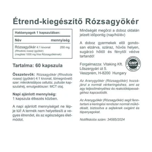 Rózsagyökér (Rhodiola Rosea) kivonat (60)