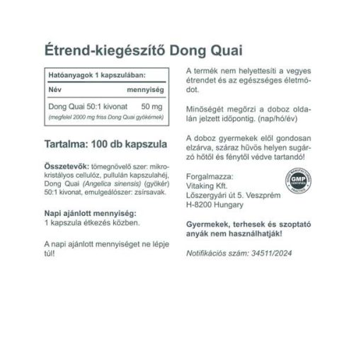 Vitaking Dong Quai (angyalgyökér) kivonat (100)