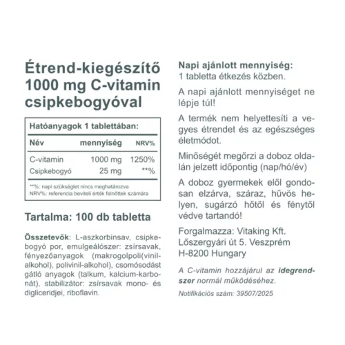 Vitaking C-1000mg (100) 25mg csipkebogyóval