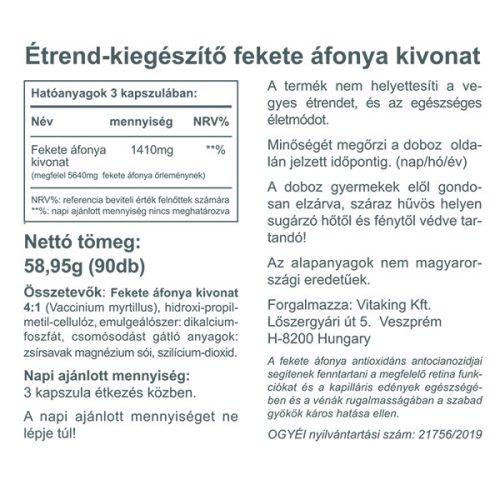 Vitaking Fekete áfonya kivonat 470mg (90)
