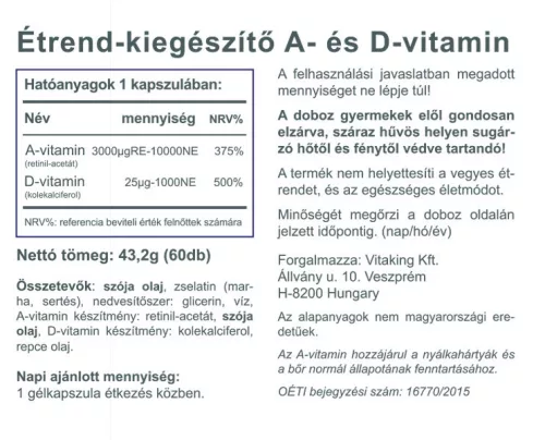 Vitaking A és D vitamin 10000NE /1000NE (60) 