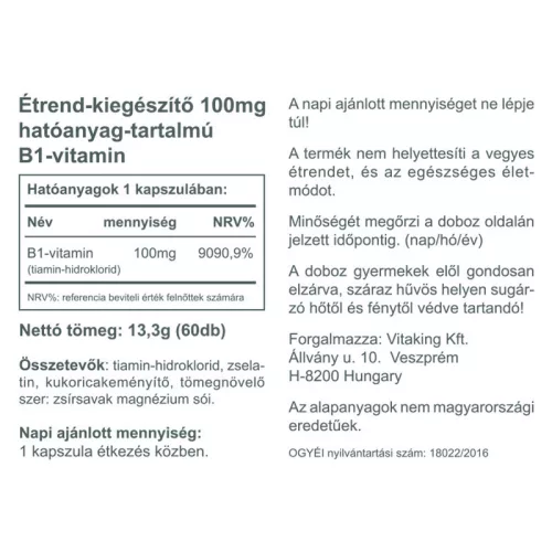 Vitaking B1-vitamin 100mg (60) 