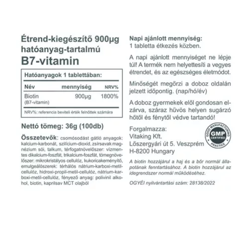 Vitaking Biotin B7-vitamin 900mcg (100)