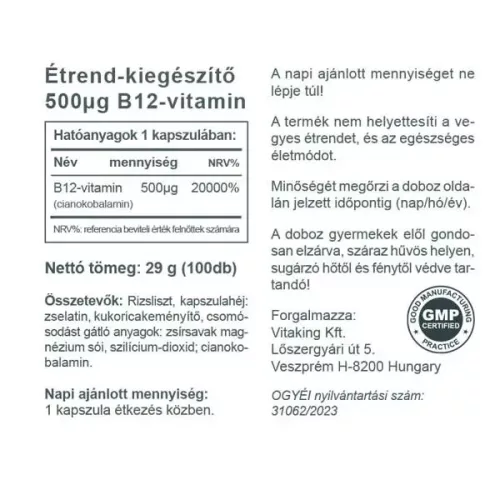 Vitaking B12-vitamin 500mcg (100) 