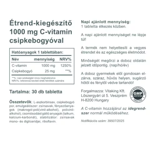 Vitaking C-1000mg (30) 25mg csipkebogyóval