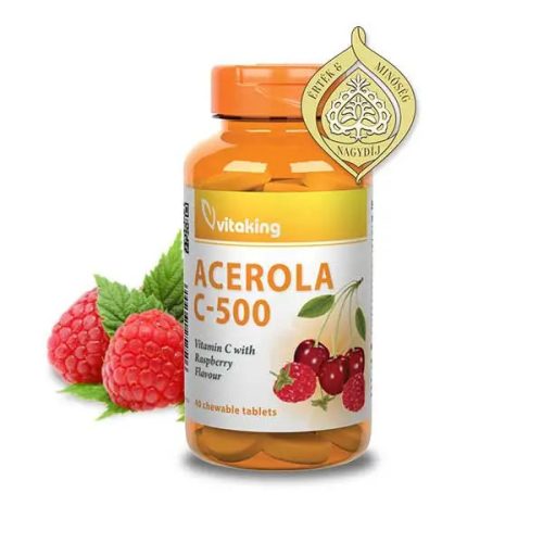 Vitaking Acerola C-500 málnás (40 rágótabletta)