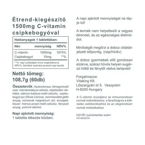 Vitaking C-1500mg (60) 15mg csipkebogyóval