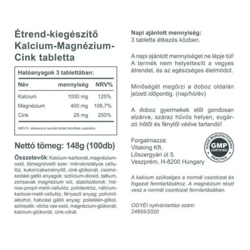 Vitaking Kalcium-magnézium-cink (100) 