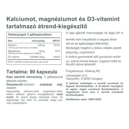 Vitaking CalMag citrát +D3-vitamin (90) 
