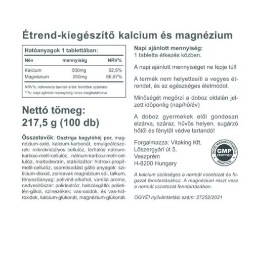 Vitaking Kalcium-Magnézium 500/250 (100)