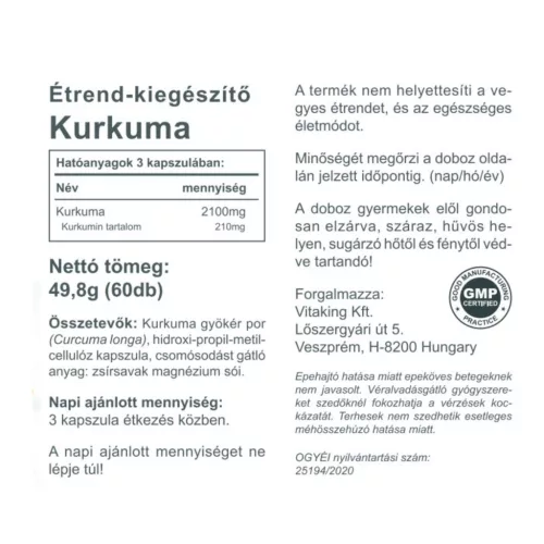 Vitaking Kurkuma 700mg (60) 70mg kurkuminnal