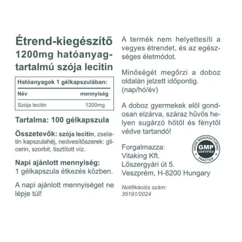 Vitaking Szója Lecitin 1200mg (100)