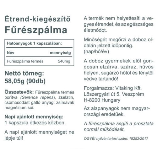 Vitaking Fűrészpálma 540mg (90) 