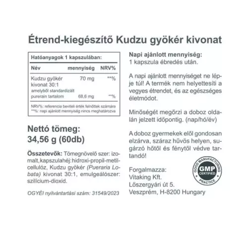 Vitaking Kudzu kivonat 70mg - 2000mg kudzu gyökérből (60)