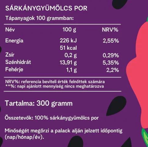 Vitaking Sárkánygyümölcs por