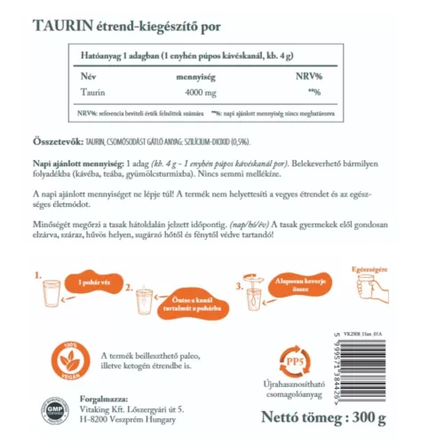 Vitaking Taurin por 300g (natúr, vegán)