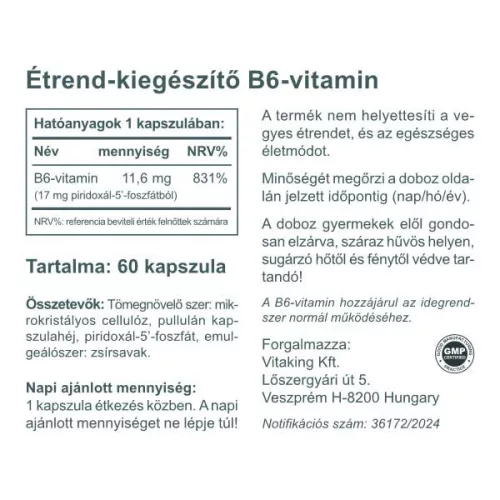 Vitaking B6 vitamin (P5P) 11,6mg (60)