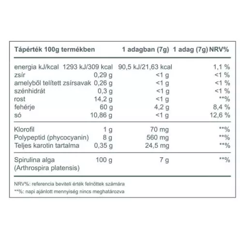 Vitaking 100% Spirulina alga por 250g 