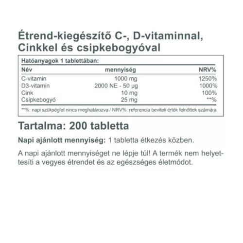 Vitaking C+D3+Cink biszglicinát + csipkebogyó (200)