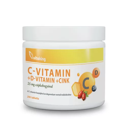 Vitaking C+D3+Cink biszglicinát + csipkebogyó (200)