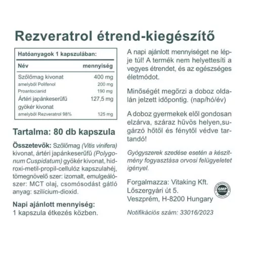 Vitaking Rezveratrol Extra 125mg (80)