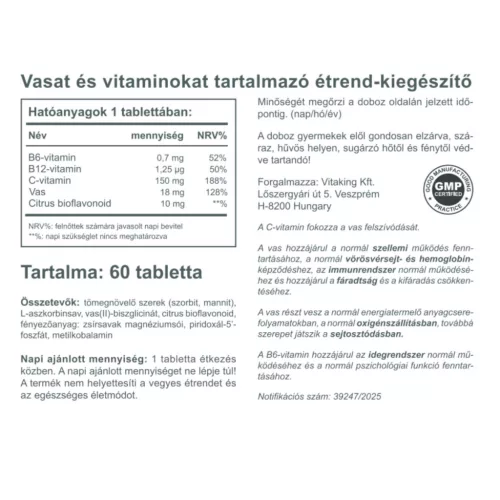 Vitaking Szerves Vas biszglicinát komplex (60)