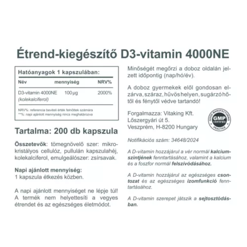 Vitaking D3-vitamin 4000NE (200)