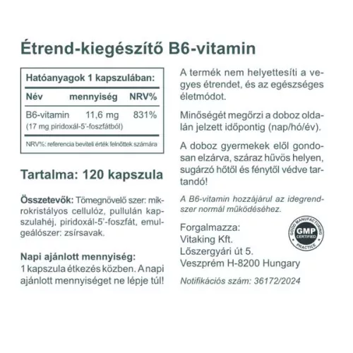 Vitaking B6-vitamin (P5P) 11,6mg (120)
